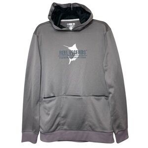 Reel Legends Fishing Hoodie Sweatshirt Sz M Gray Multi Pocket Hands Free UPF 50